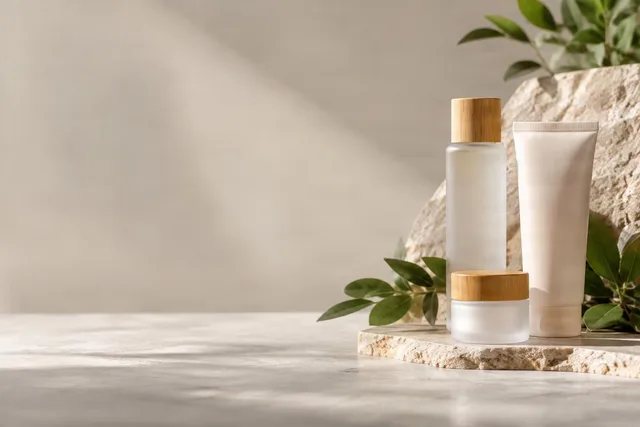 Minimal Skincare Bottles on Stone