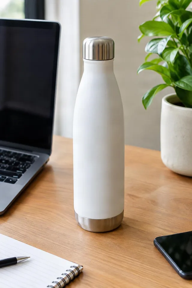 Minimal Desk Water Bottle Display