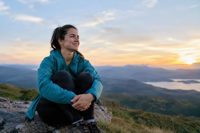 Encouraged Hiker at Sunrise