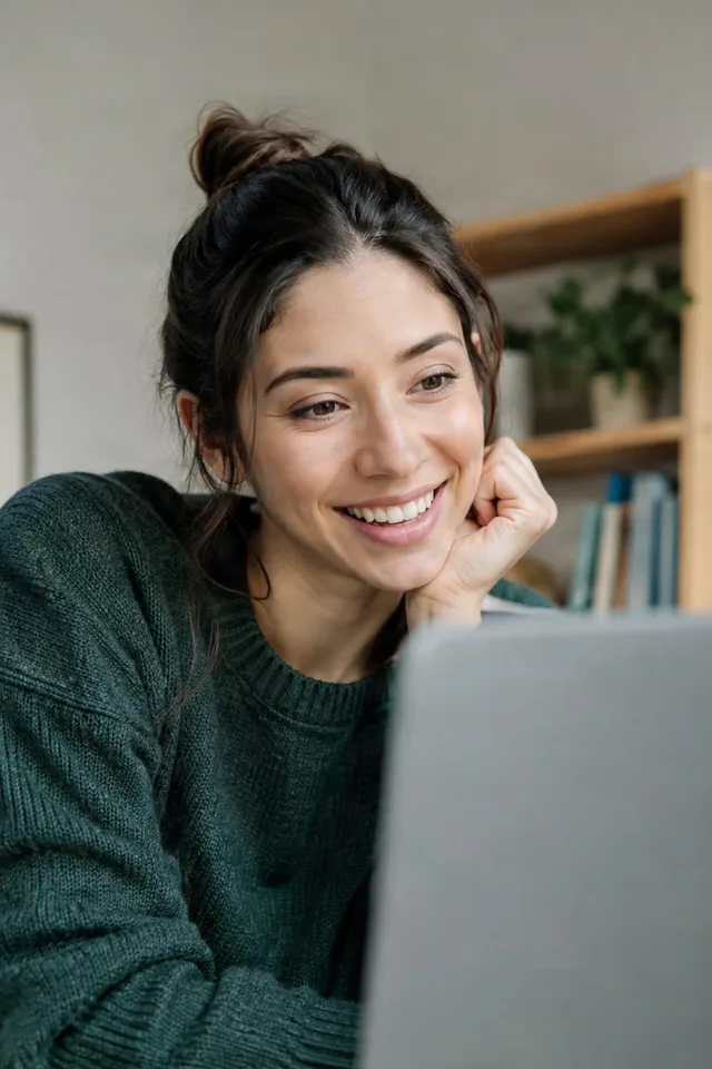 Smiling Woman on Video Call