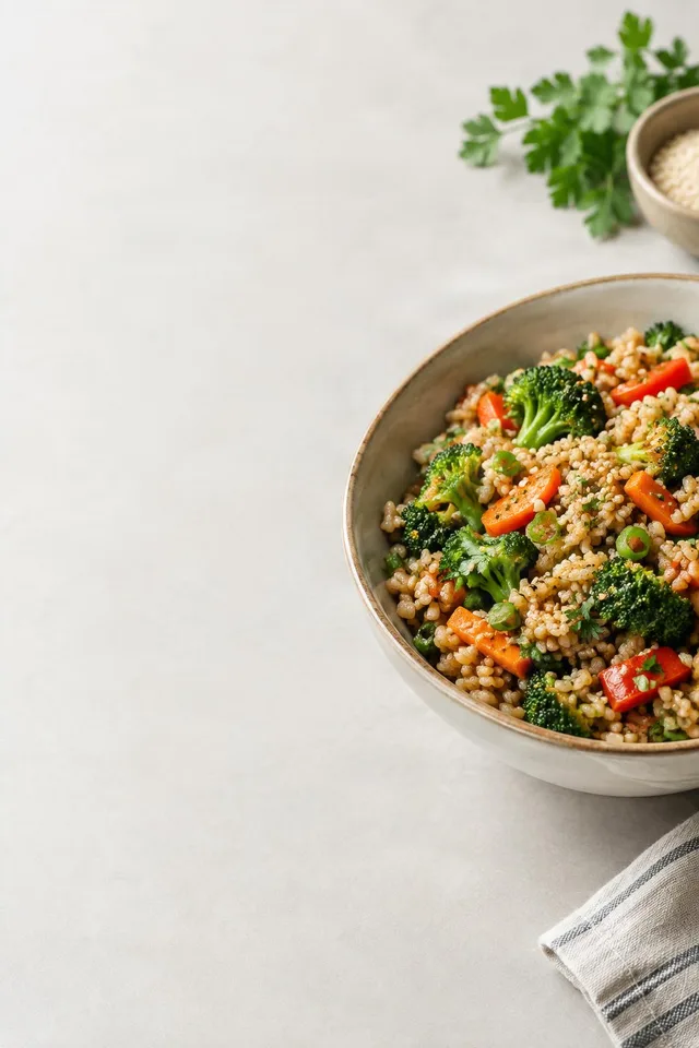 Grain Bowl With Vegetables Copy Space