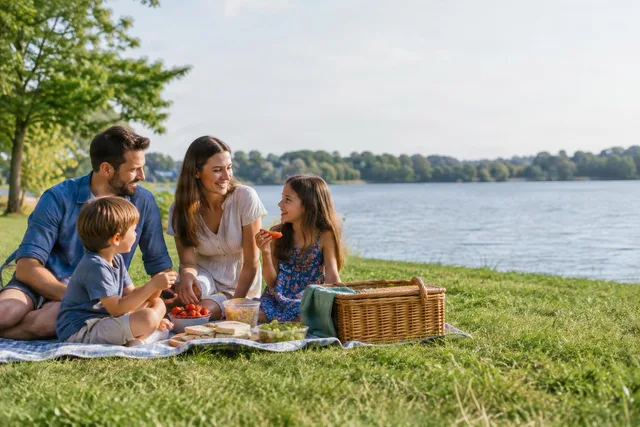 Family Picnic by the Lake