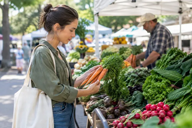 Selecting Fresh Carrots at Market