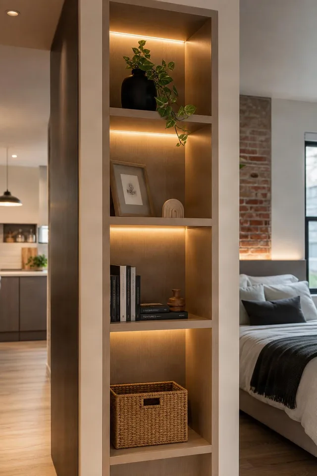 Built-In Shelf Room Divider Detail