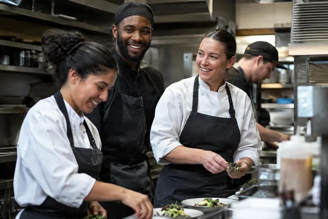 Restaurant Kitchen Team Candid Prep