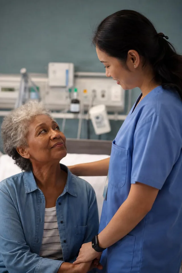 Nurse Comforting Elderly Patient