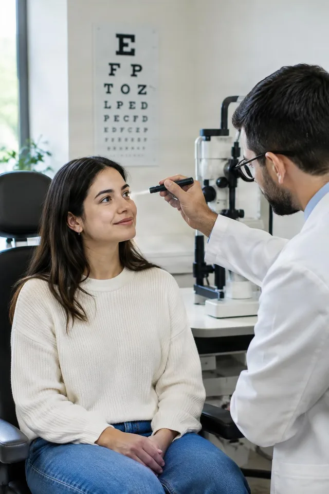 Optometrist Checking Patient Eyes