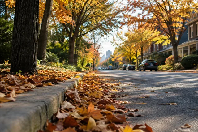 Low Angle Autumn Neighborhood Street