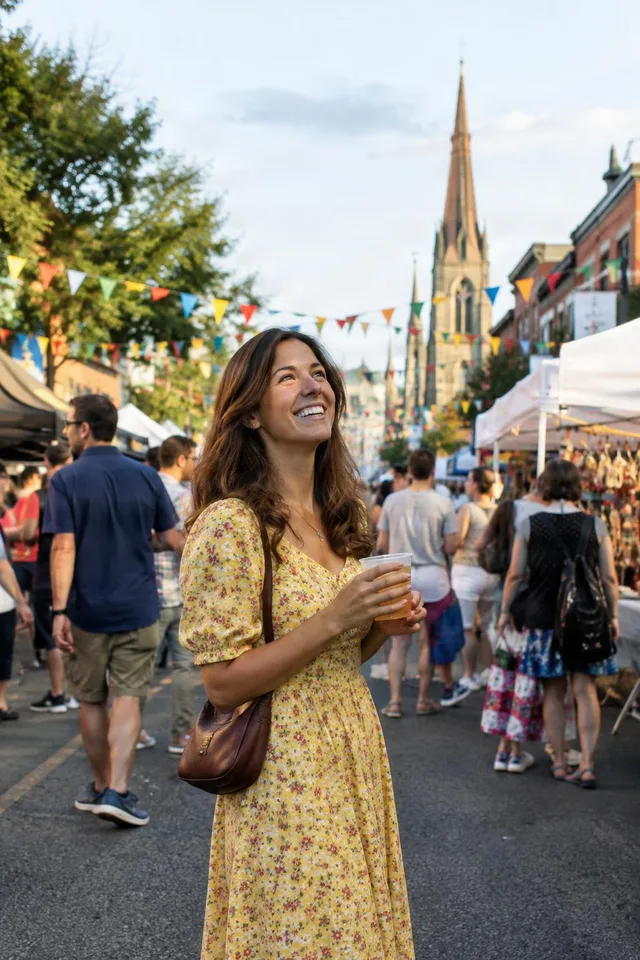 Smiling Woman at Street Festival