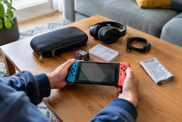 Handheld Console Setup on Table