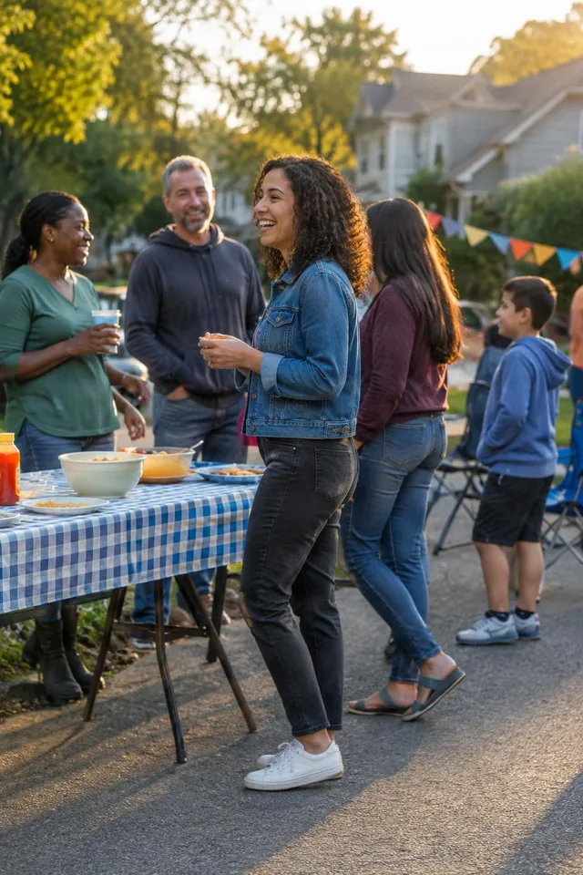 Neighbors Chatting at Block Party