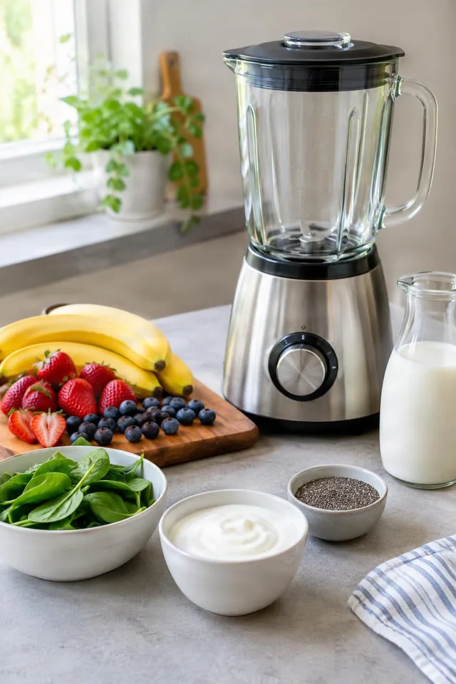 Smoothie Ingredients and Blender Setup