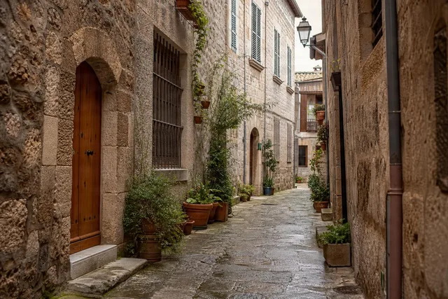 Quiet Stone Alleyway in Old Town