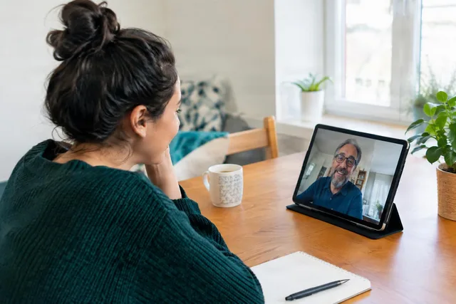 Video Call on Tablet at Home