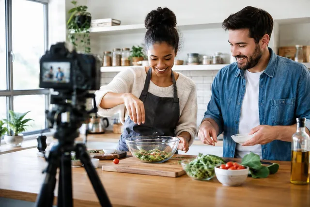 Couple Filming Salad Tutorial