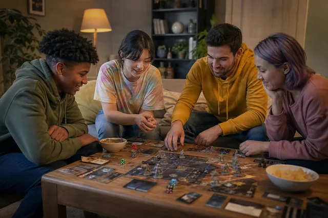 Friends Playing Cooperative Board Game