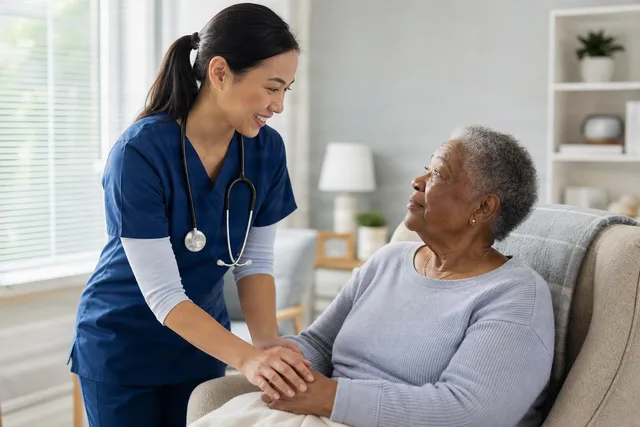 Nurse Comforting Elderly Patient