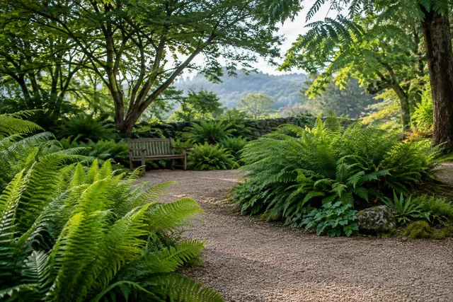 Sunlit Fern Garden Path