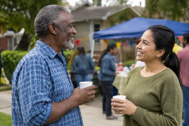 Neighbors Chatting at Block Party