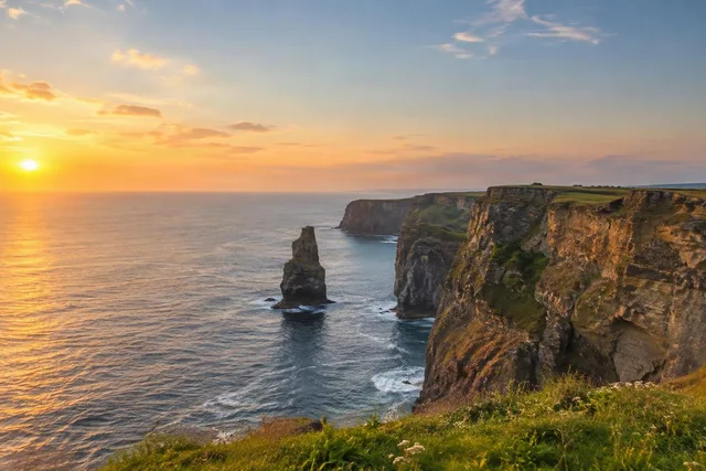 Sunset Over Ocean Cliffs