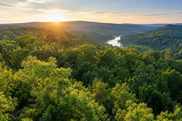 Sunlit Forest Canopy Overlook