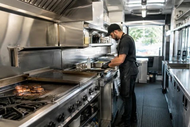 Chef Working Inside Food Truck