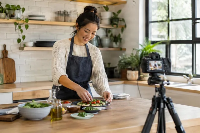 Cooking Creator Filming in Home Kitchen