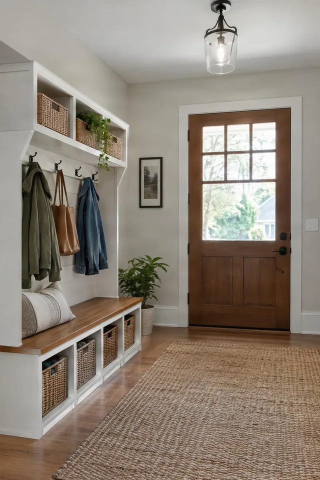 Organized Entryway With Storage Bench