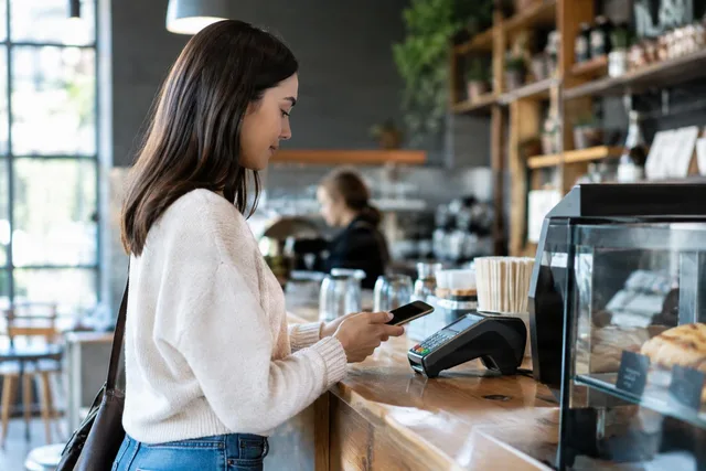 Contactless Phone Payment at Cafe Counter