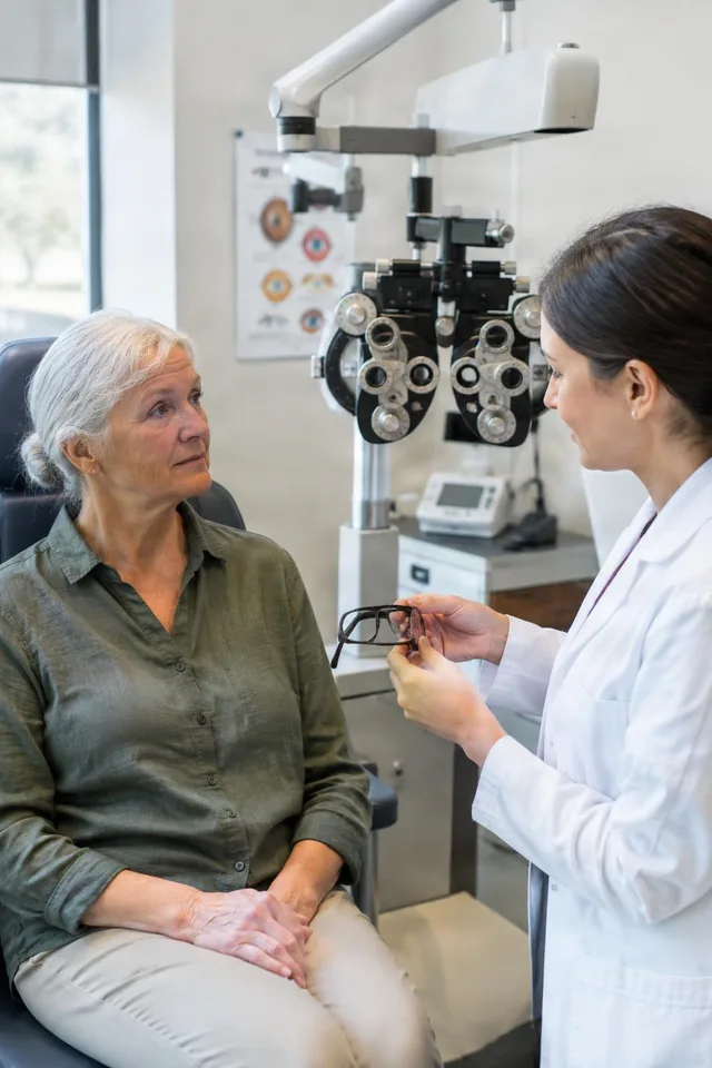 Optometrist Discussing Eyeglasses Options