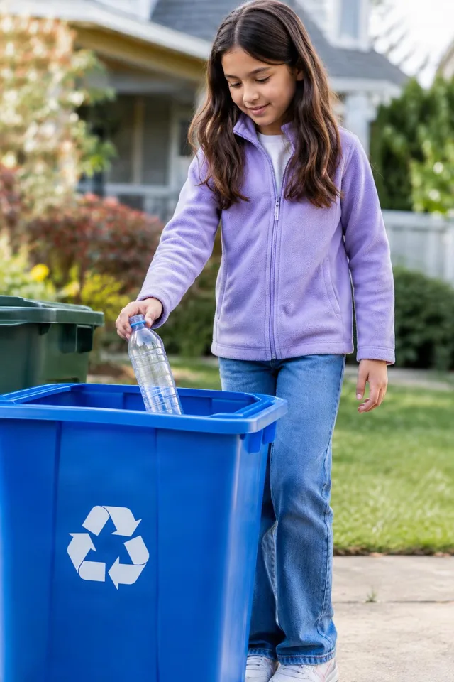 Girl Recycling Plastic Bottle Outdoors