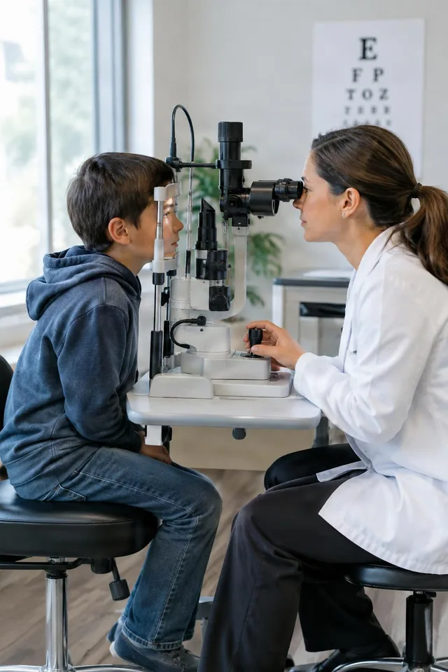 Optometrist Examining Child Eyesight