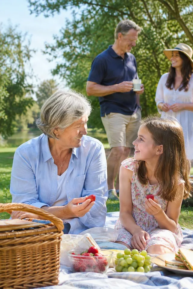Grandmother and Granddaughter Picnic