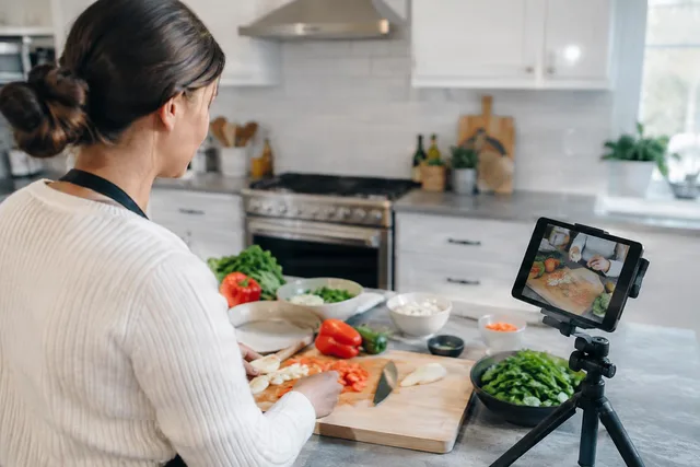Over-Shoulder Cooking Video Filming