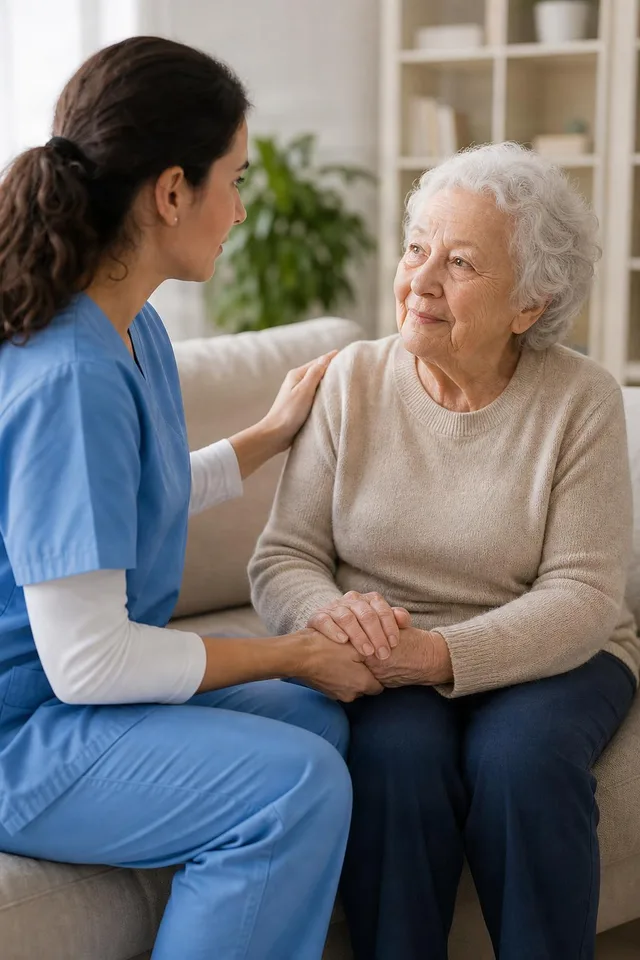 Nurse Comforting Elderly Patient