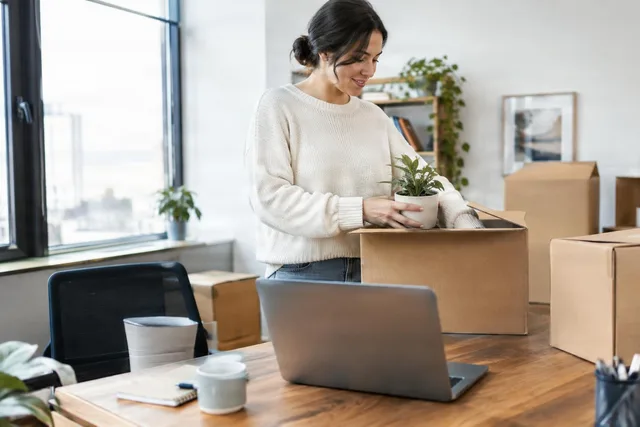 Unpacking Boxes at Home Office
