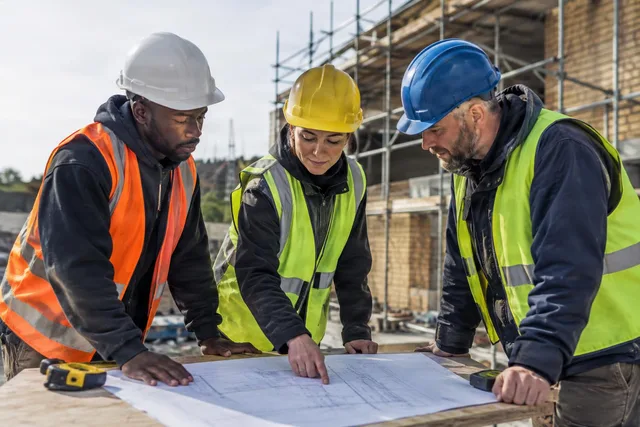 Construction Crew Reviewing Site Plans