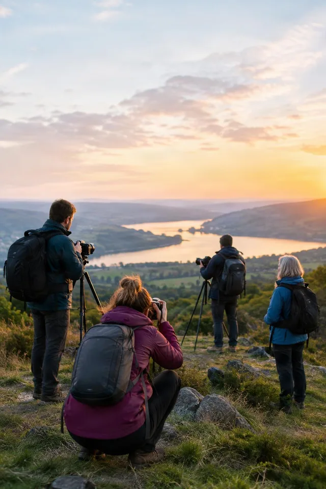 Photographers Hiking at Sunset Viewpoint