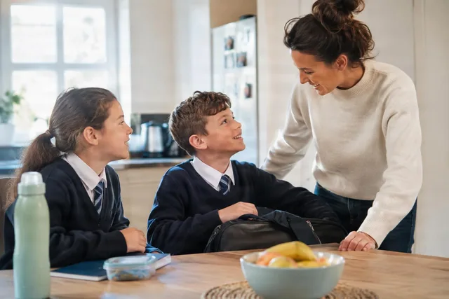 Mom Helping Kids Before School