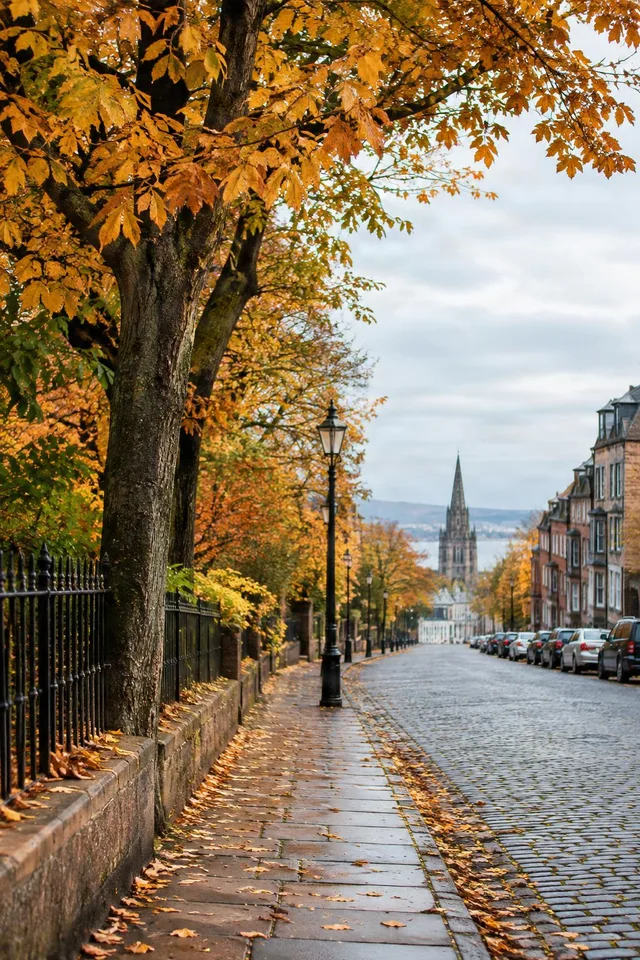 Autumn Street with Golden Canopy