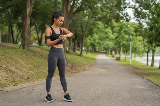 Runner Checks Fitness Watch
