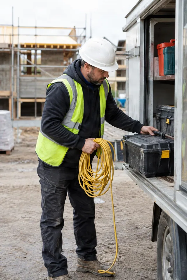 Construction Worker Packing Tools