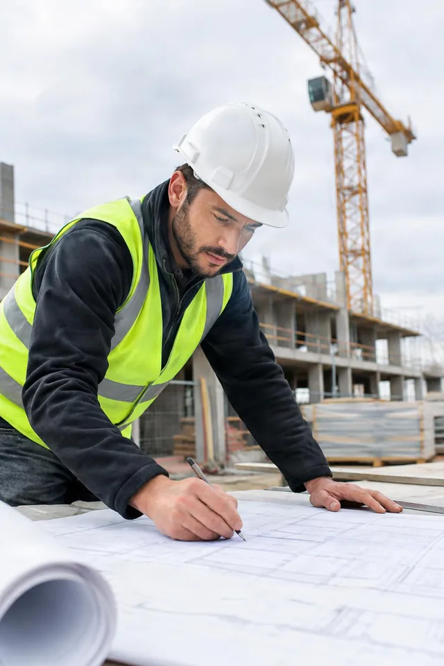 Engineer Marking Plans Onsite