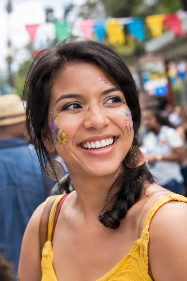 Smiling Woman at Street Festival