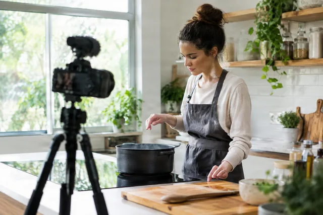 Cooking Vlogger Checks Pot