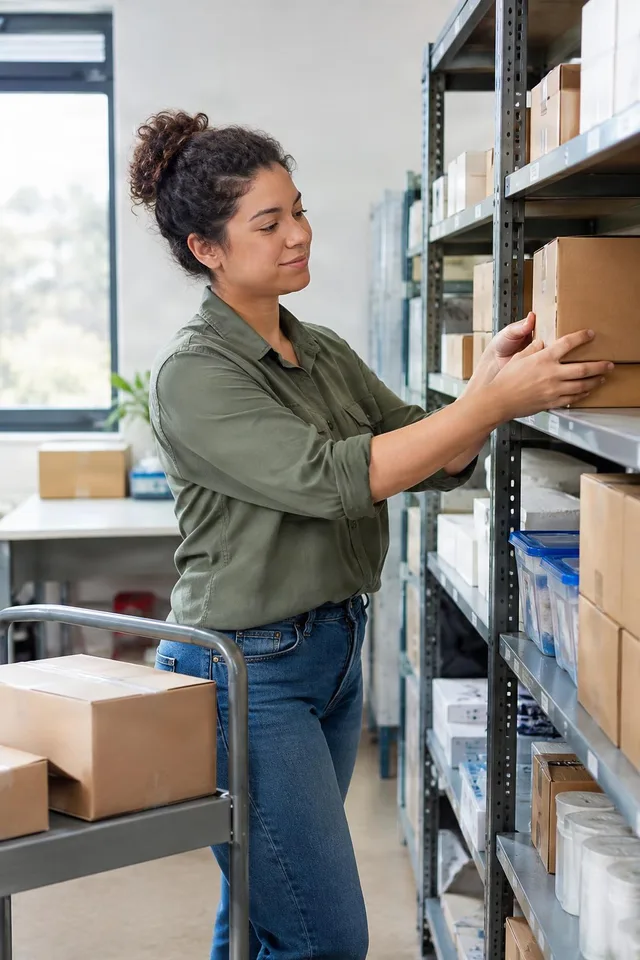 Warehouse Worker Shelving Inventory