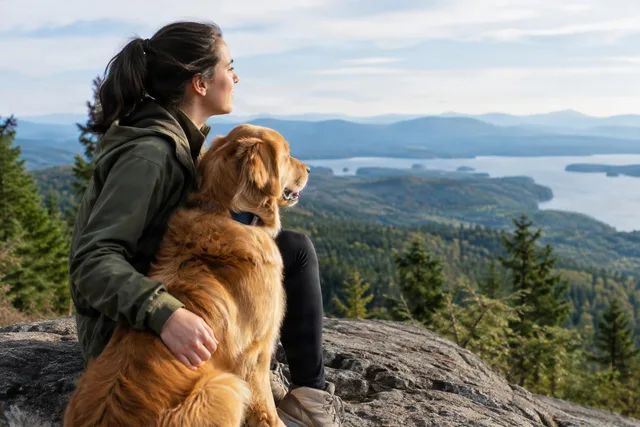 Hiker and Dog Overlook View