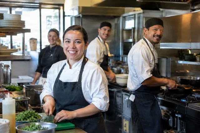Restaurant Kitchen Team at Work