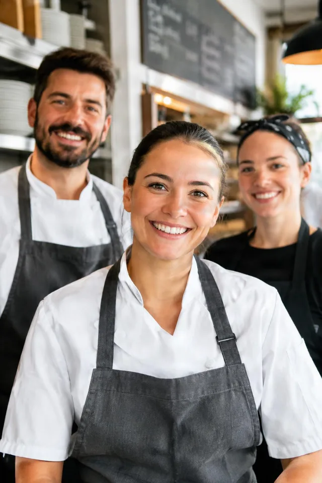 Smiling Restaurant Team Portrait