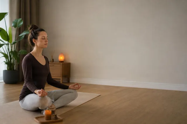 Meditation at Home With Copy Space